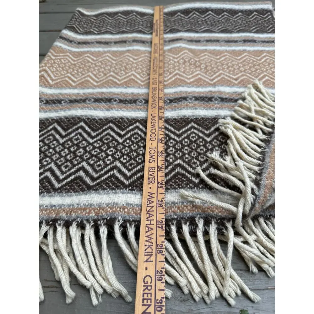 Vintage Faribo Stadium Wool Throw Lap Blanket Aztec Mesa Faribault Woolen Mill